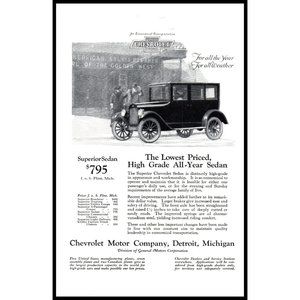 1924 Chevy Superior Sedan Vintage Print Ad Winter Weather Downtown Wall Art